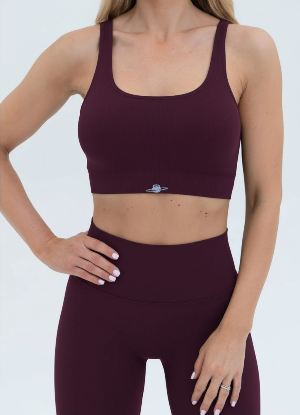 Burgundy sports bra for women with supportive fit for workouts